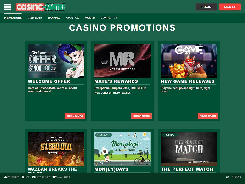 CasinoMate registration interface screenshot